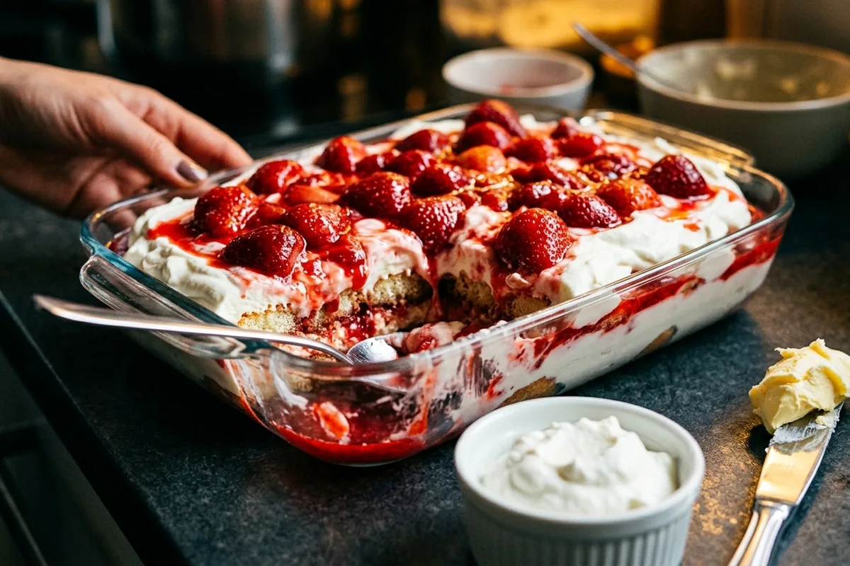 Aardbeientiramisu leggera senza mascarpone: il trucco della skyr soffice